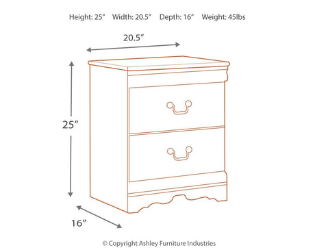 Dimension diagram for Anarasia White Nightstand