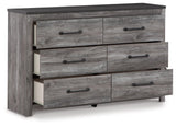 Bronyan Dark Gray Dresser angled open drawers