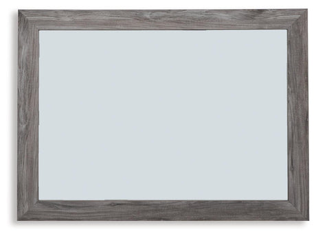 Bronyan Dark Gray Bedroom Mirror front view showing dark gray wood-like frame