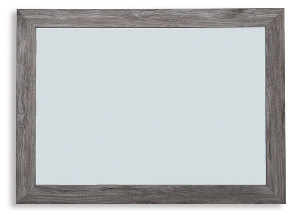 Bronyan Dark Gray Bedroom Mirror front view showing dark gray wood-like frame
