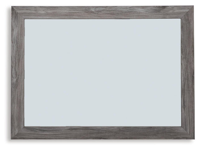 Bronyan Dark Gray Bedroom Mirror front view showing dark gray wood-like frame