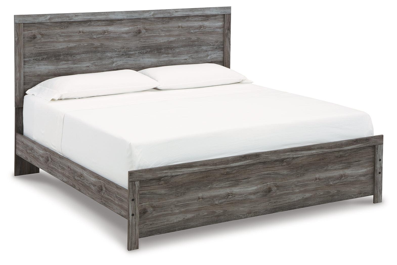 Bronyan Dark Gray King Panel Bed side angle view