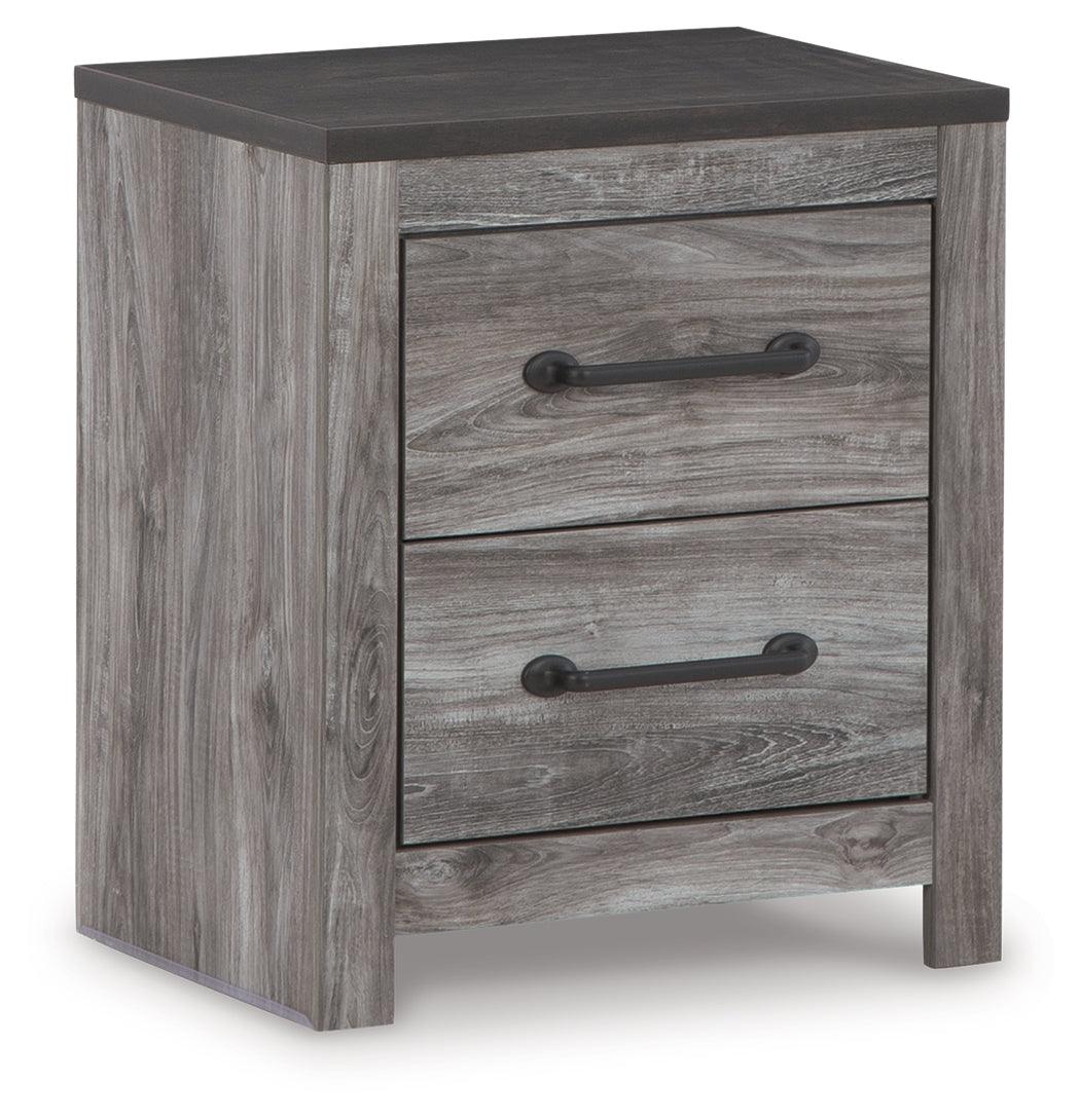 Bronyan Dark Gray Nightstand open drawers side view