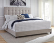 Dolante Beige King Upholstered Bed front angle showing tufted headboard