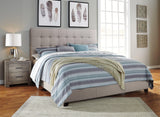 Dolante Beige King Upholstered Bed detail on engineered wood frame