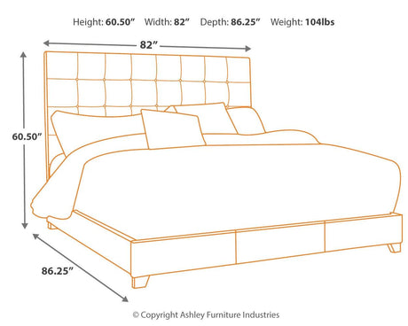 Dolante Bed dimension graphic
