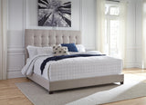 Dolante Beige King Upholstered Bed front with low-profile footboard
