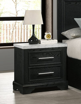 Tove Black Nightstand with White Faux Marble Top