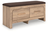Kinlanni Storage Bench side view showing drawer
