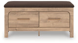 Kinlanni Storage Bench head on view