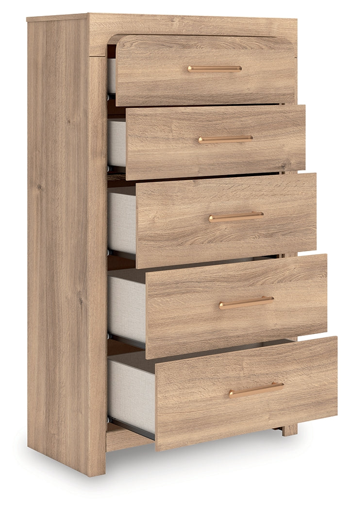 Kinlanni Chest of Drawers top drawer open showing liner