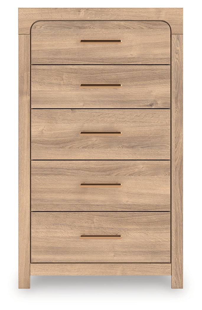 Kinlanni Chest of Drawers front view close-up of hardware