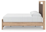 Kinlanni tan queen upholstered platform bed side alternative view