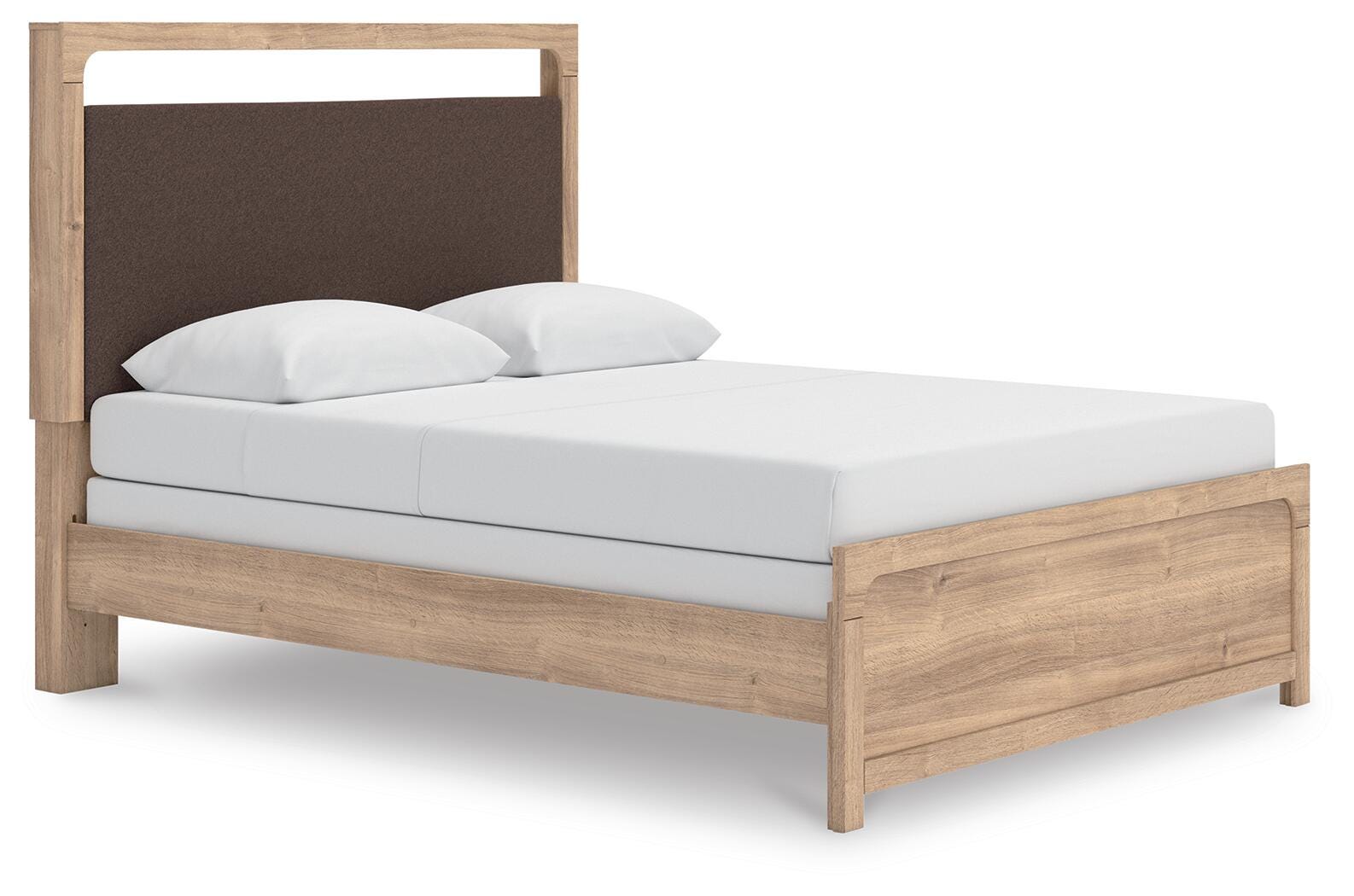 Kinlanni Tan Upholstered Panel Bedroom Set angled view