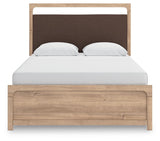 Kinlanni Tan Upholstered Panel Bedroom Set view 3