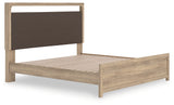 Kinlanni king upholstered platform bed near side view