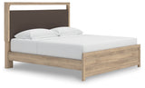 Kinlanni king upholstered platform bed angled side view