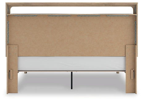 Kinlanni king upholstered platform bed rear view