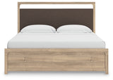 Kinlanni king upholstered platform bed head-on front view