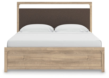 Kinlanni king upholstered platform bed head-on front view