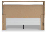 Kinlanni Tan King Upholstered Panel Bed, alternate side angle