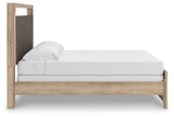 Kinlanni Tan King Upholstered Panel Bed, rear view