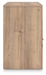 Side view of Kinlanni Tan Nightstand