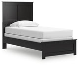 Maribel Black Twin Panel Bed angled side view