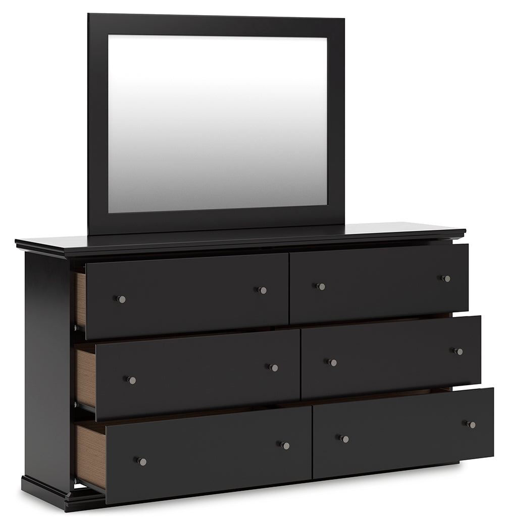 Maribel Black Dresser and Mirror close-up hardware detail