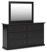 Maribel Black Dresser and Mirror angled side view