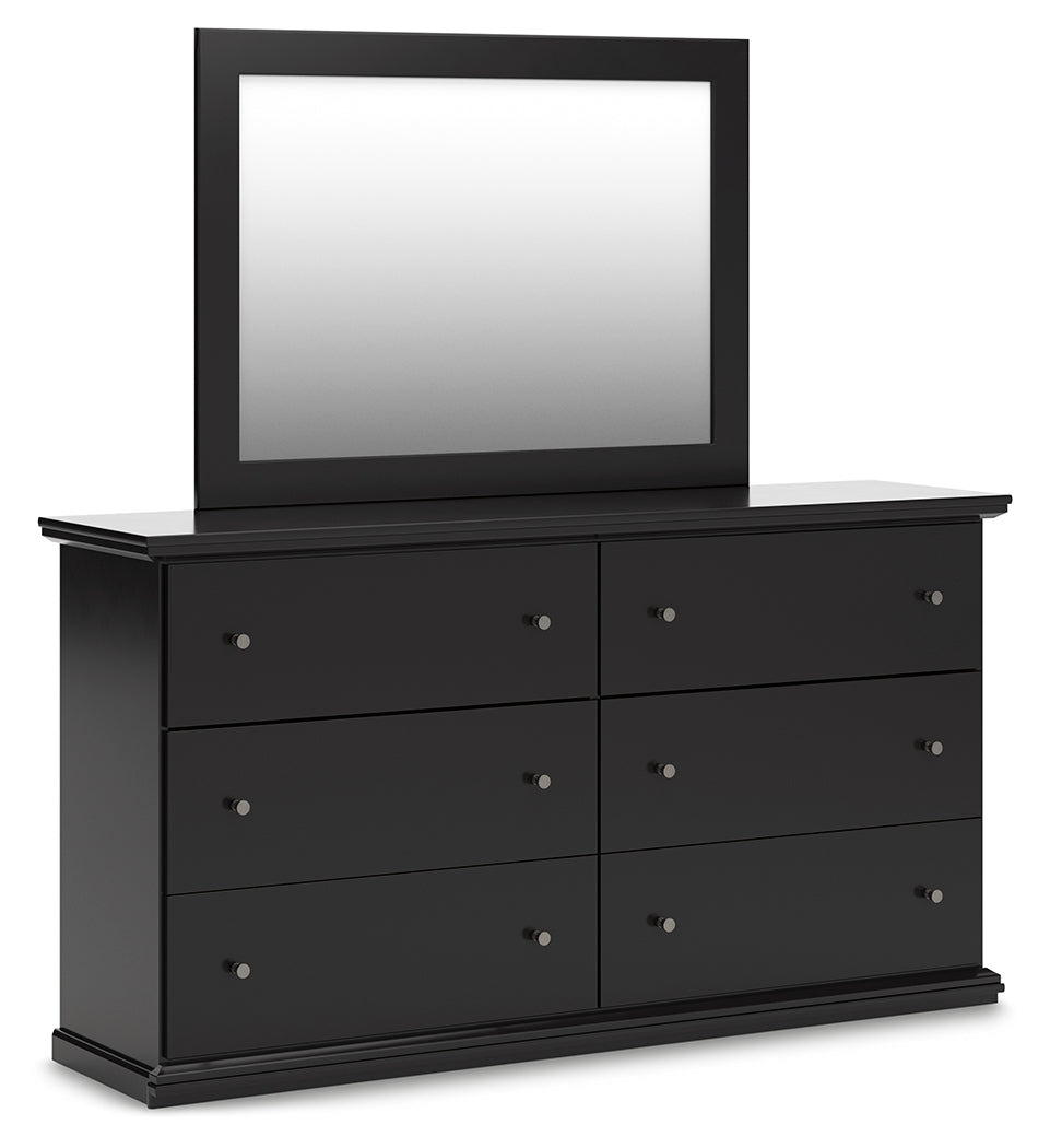 Maribel Black Dresser and Mirror angled side view