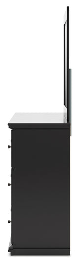 Maribel Black Dresser and Mirror angled view