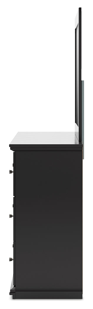 Maribel Black Dresser and Mirror angled view