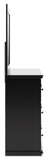 Maribel Black Dresser and Mirror angled view