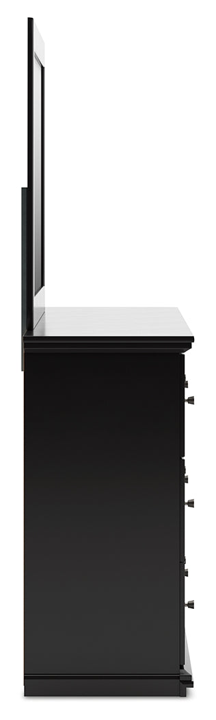 Maribel Black Dresser and Mirror angled view