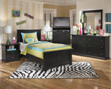 Full height side profile of Maribel Black Dresser