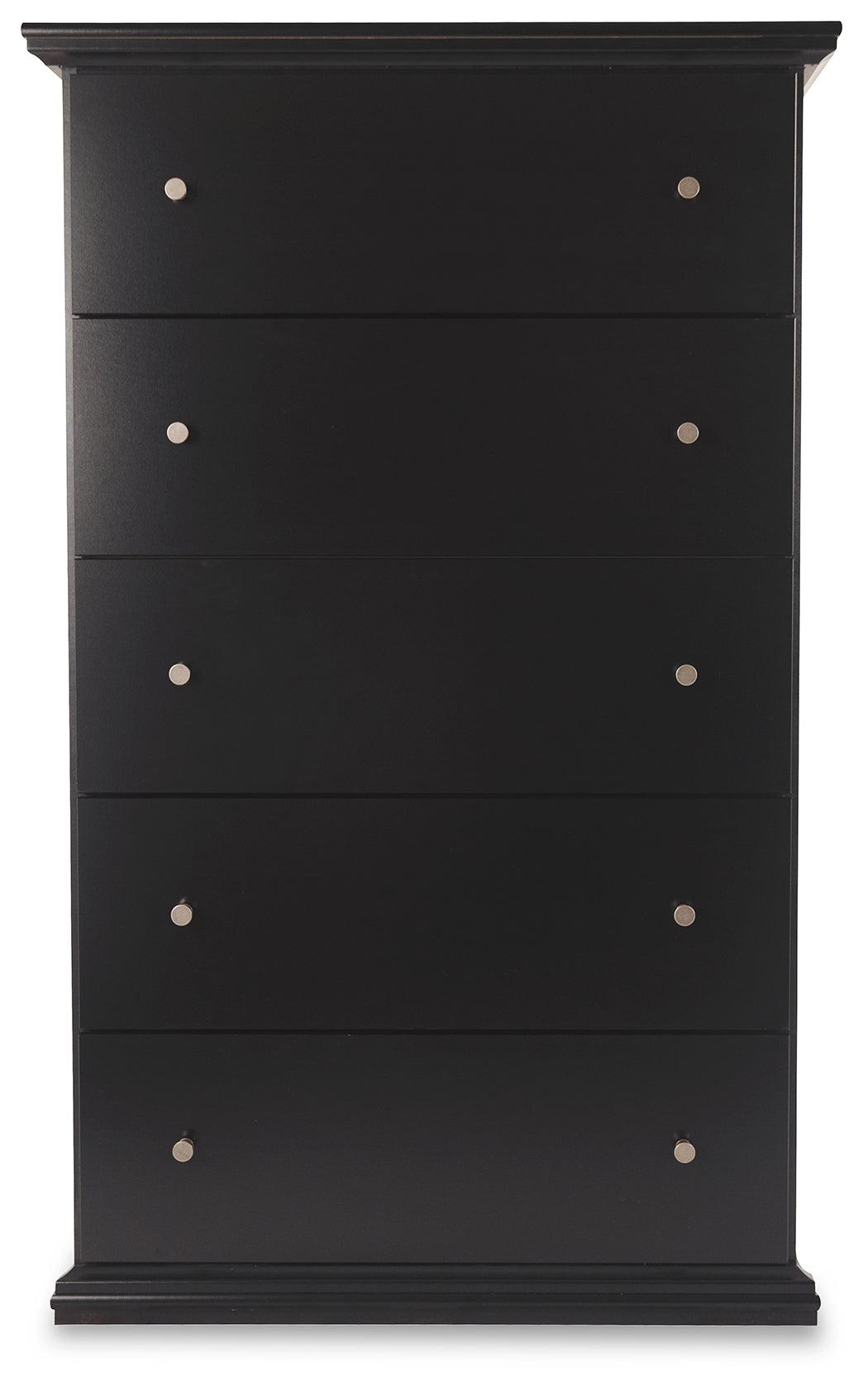 Maribel Black Chest of Drawers head-on front view