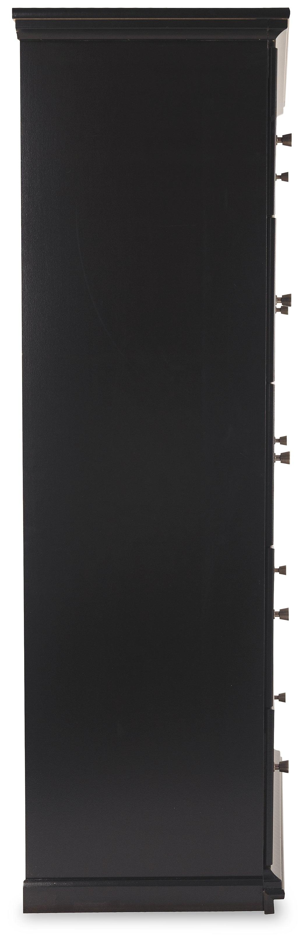 Maribel Black Chest of Drawers left side view