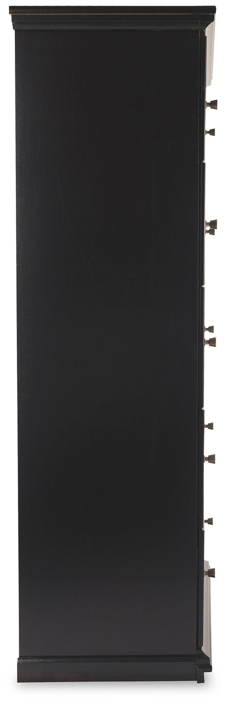 Maribel Black Chest of Drawers left side view