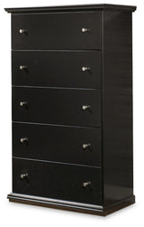 Maribel Black Chest of Drawers angled front view