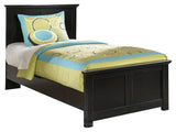 Maribel Black Twin Panel Bed close-up of black finish