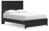 Maribel Black Queen Panel Bed Angled Side View