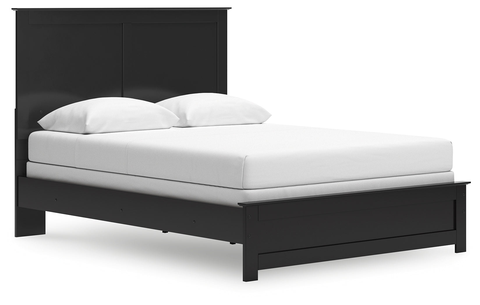 Maribel Black Queen Panel Bed Angled Side View