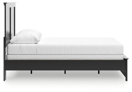 Maribel Black Queen Panel Bed Assembled View