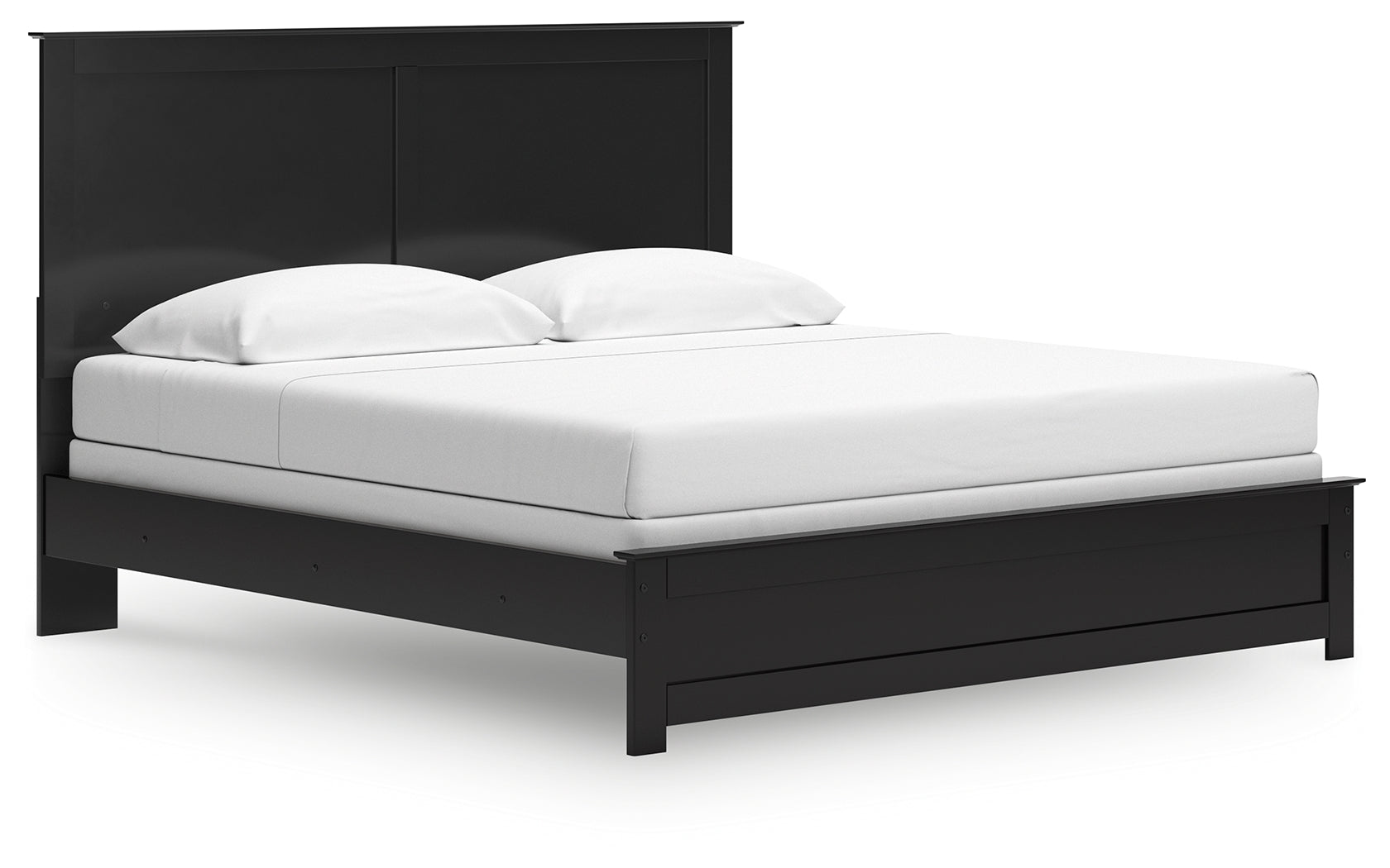 Maribel Black King Panel Bed angled side view