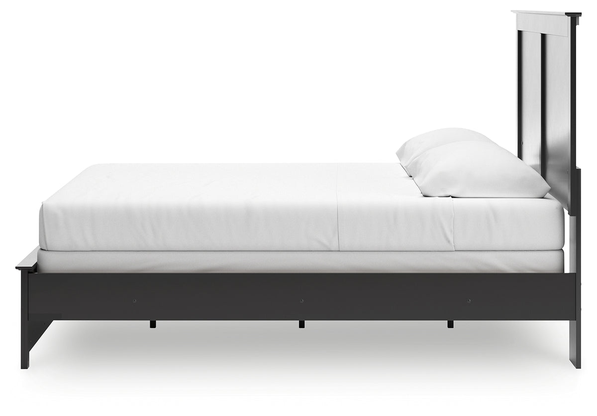 Maribel Black King Panel Bed angled side alternate view