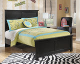 Maribel Black Full Panel Bed headboard detail in black finish