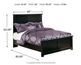 Maribel Black Full Panel Bed dimensional drawing