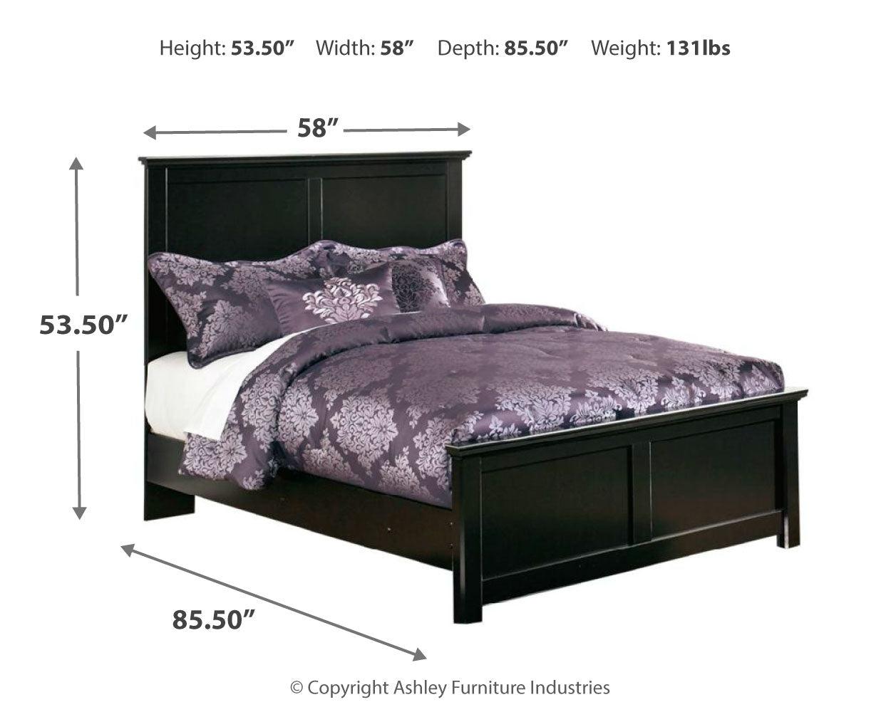 Maribel Black Full Panel Bed dimensional drawing