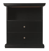 Maribel Black Nightstand head-on view showing vintage design details